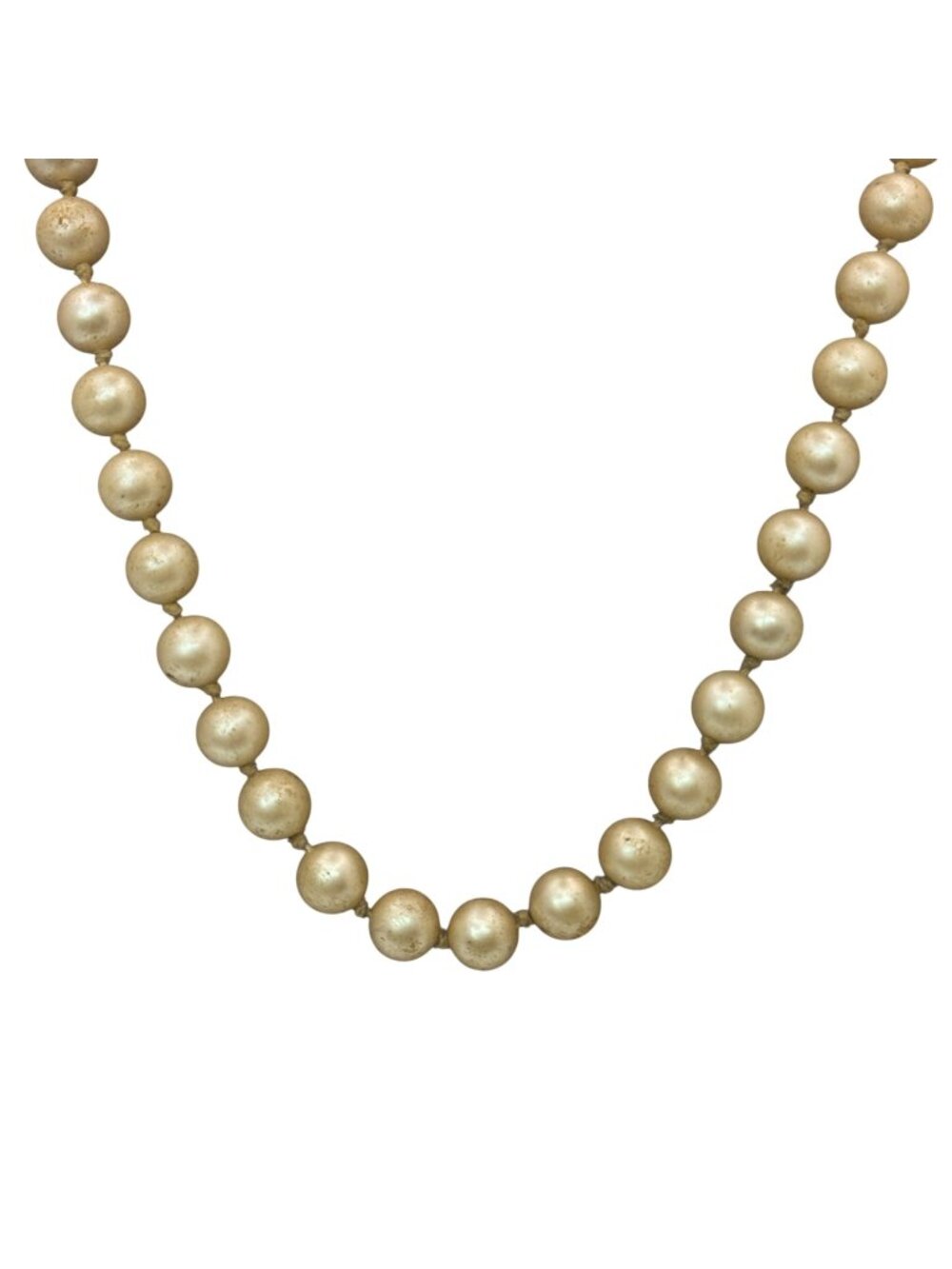 32" Double Knotted Pearl Classic Faux Pearl Necklace Sterling Clasp Vintage READ